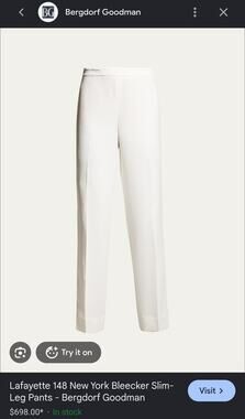 Lafayette 148 New York Bleecker Slim Leg Pants White Size 12 Quiet Luxury Office
